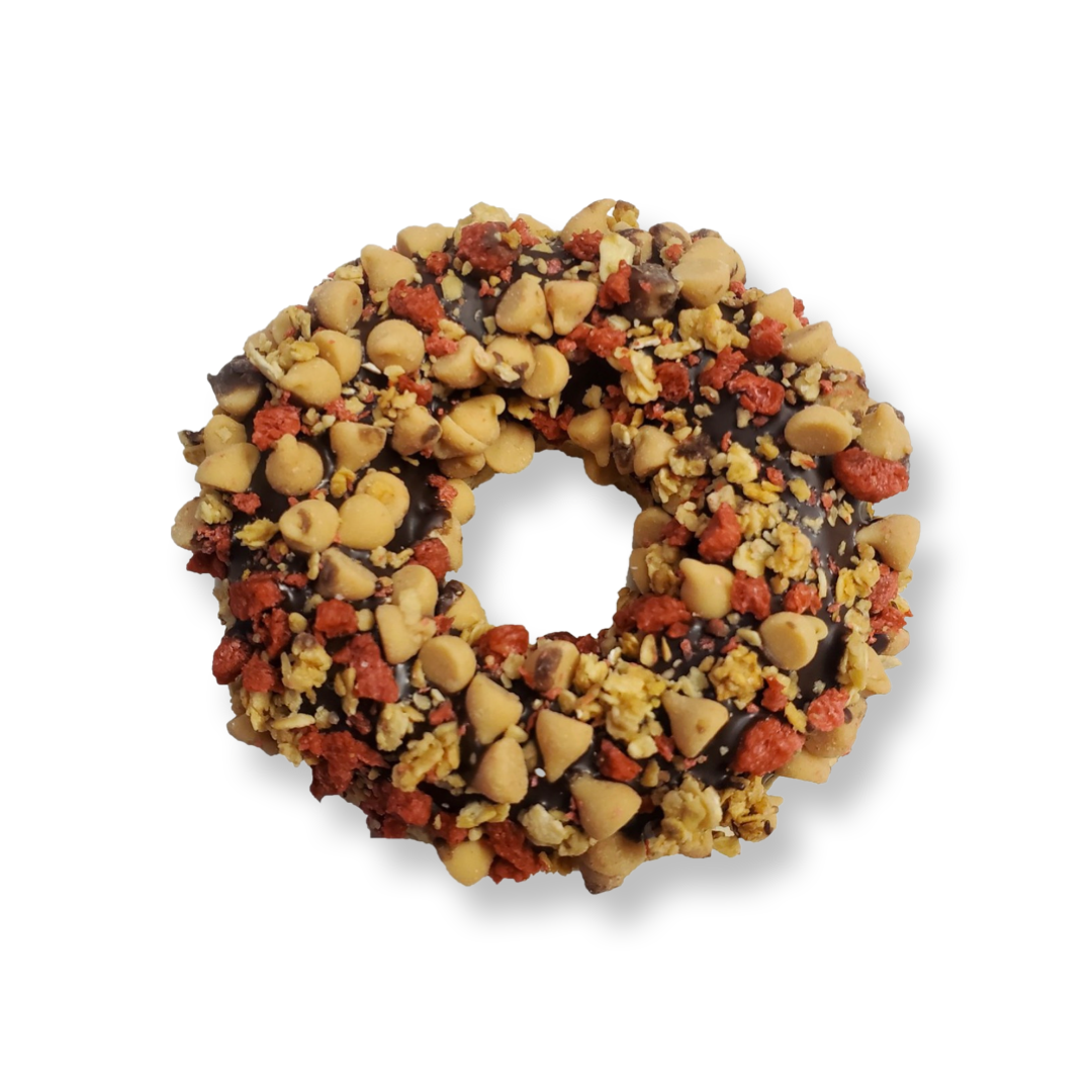 Gourmet Donut, Carob Peanut Butter & Bacon Crunch Donut Dog Treat